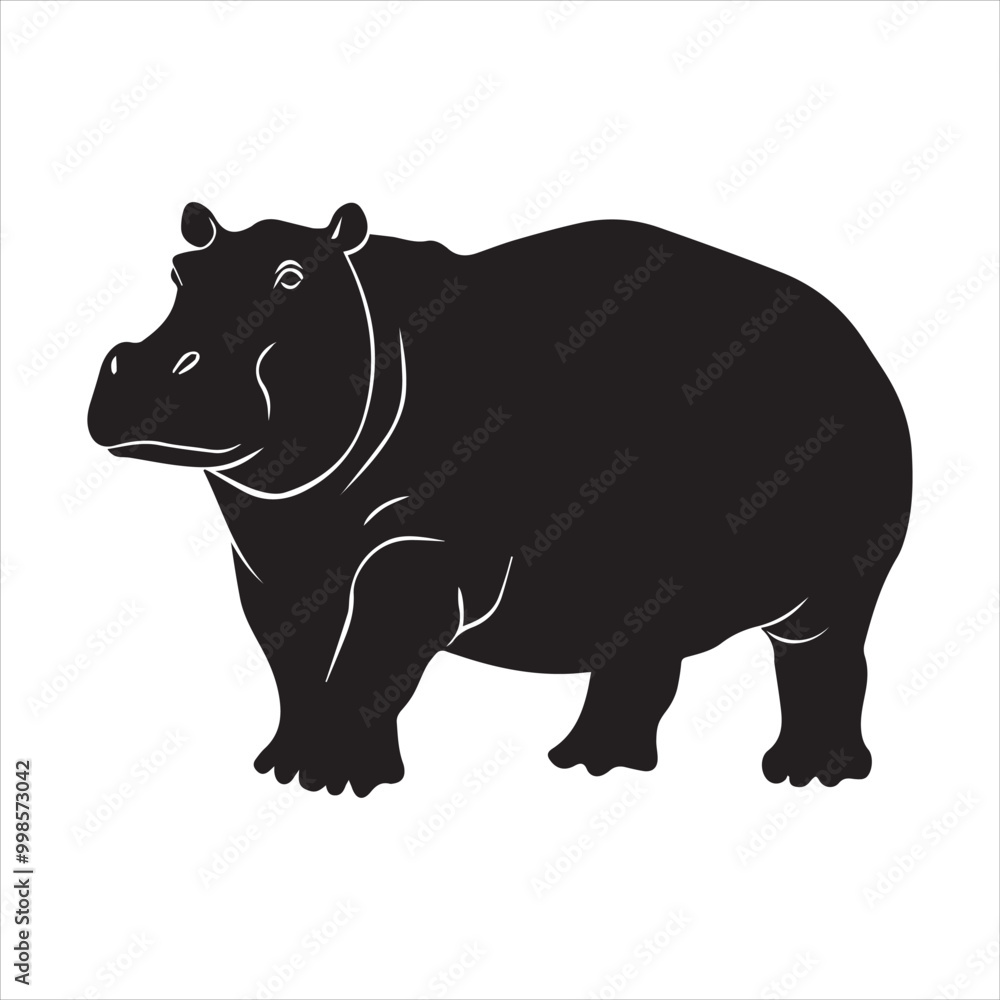 Obraz premium rhino on white background cartoon, animal, vector, illustration, mammal, wild, hippo, rhino, wildlife, bear, nature, zoo, hippopotamus, rhinoceros, art, fun, safari, drawing, comic, elephant, animals,