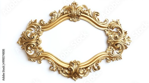 A highly ornate golden baroque frame, showcasing intricate floral and scroll designs, set against a white background.