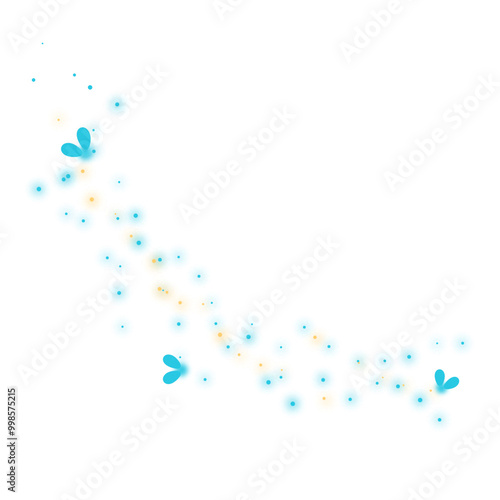 Blue magic firefly bug light glow vector effect. Glowworm dust spell fairy tale shine isolated . 