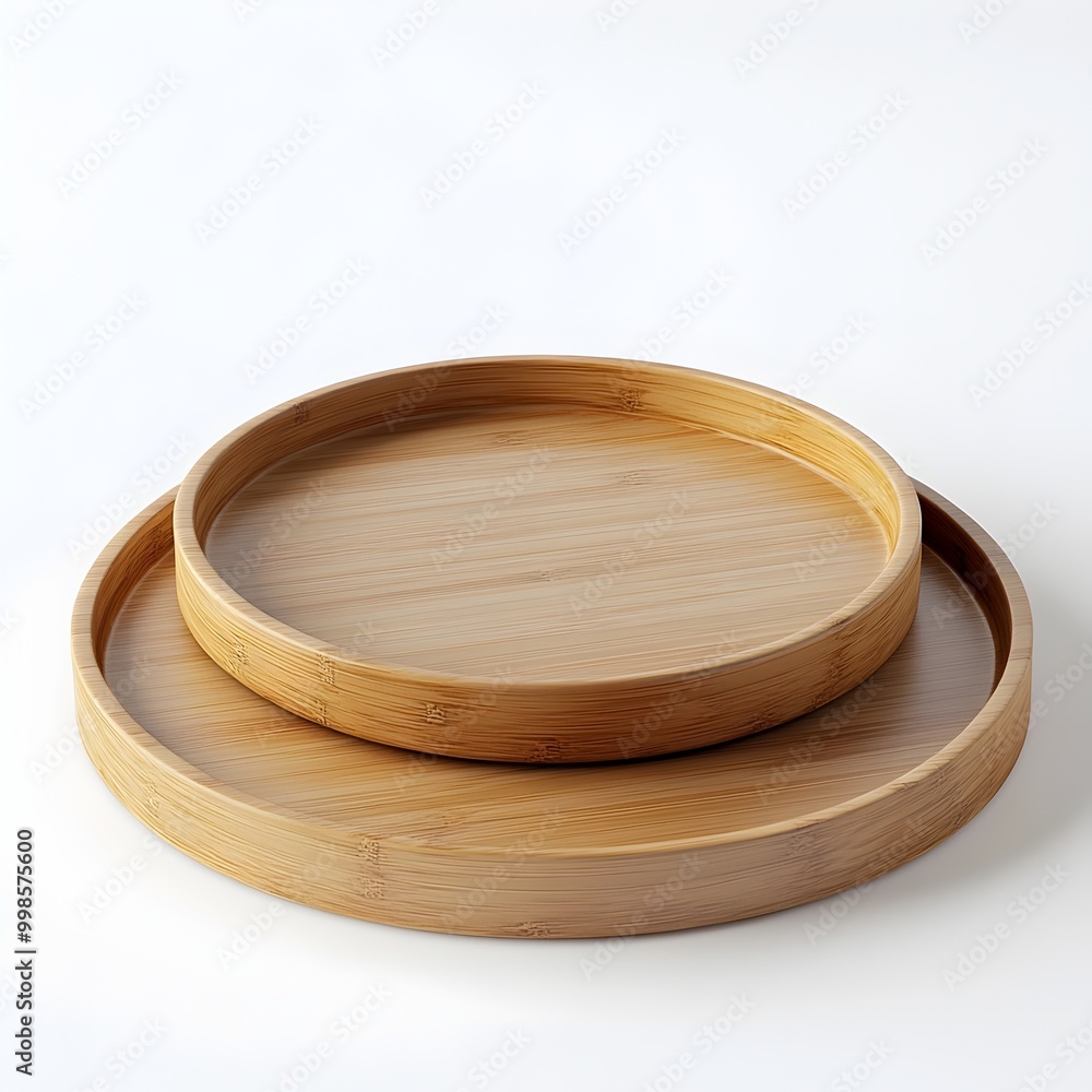 Artisanal Bamboo Serving Trays with Minimalist Design and Natural Wood Grain on Clean White Backdrop Artisanal Bamboo Serving Trays with Minimalist Design and Natural Wood Grain on Clean White Backdrop