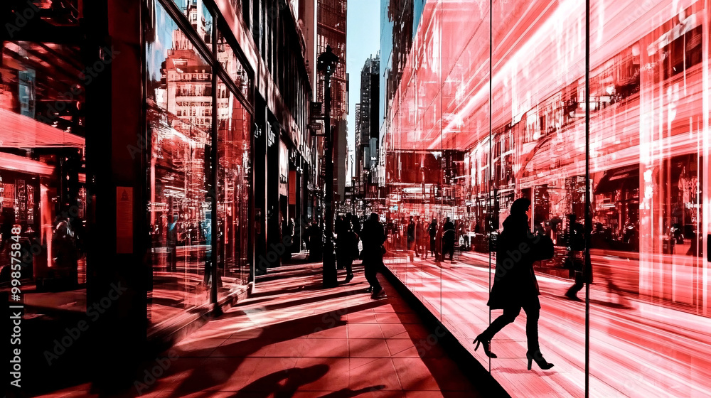 Obraz premium Red Cityscape Reflections