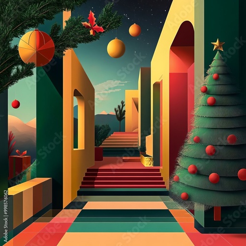 illustration of a geometric christmas atmoshere photo