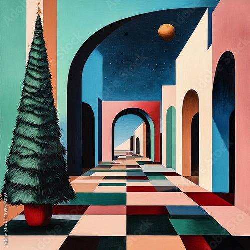 illustration of a geometric christmas atmoshere photo