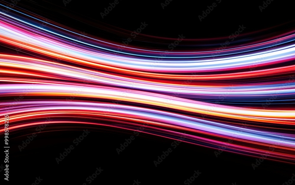 Elegant curves of electric light beams in neon hues, flowing smoothly across a dark space, symbolizing motion and high-tech energy Elegant curves of electric light beams in neon hues, flowing smoothly across a dark space, symbolizing motion and high-tech energy