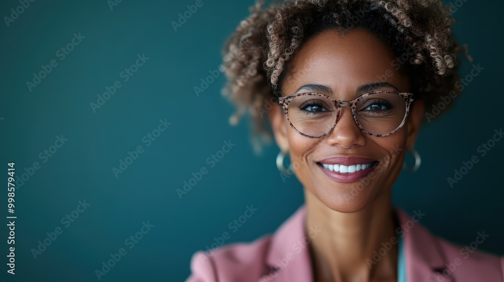 Portrait of a friendly woman with glasses sporting a warm smile, represented in a contemporary setting, embodying themes of approachability and intelligence. Portrait of a friendly woman with glasses sporting a warm smile, represented in a contemporary setting, embodying themes of approachability and intelligence.