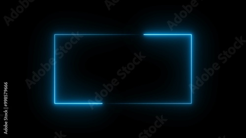 Glowing Neon Rectangle Border Frame Illustration Background.