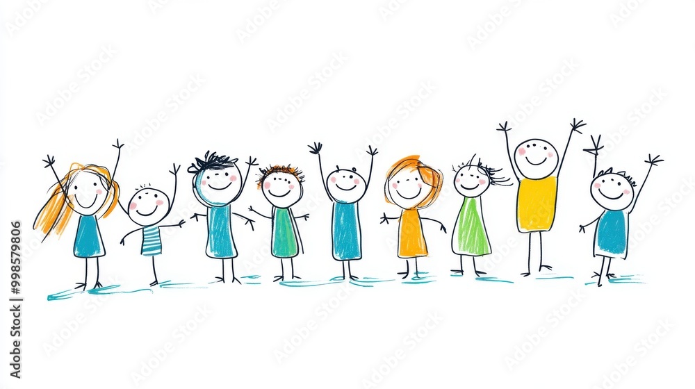 Happy Children with Clean Background and Cheerful Behavior Happy Children with Clean Background and Cheerful Behavior