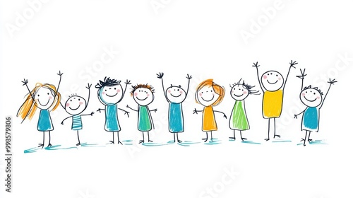 Happy Children with Clean Background and Cheerful Behavior