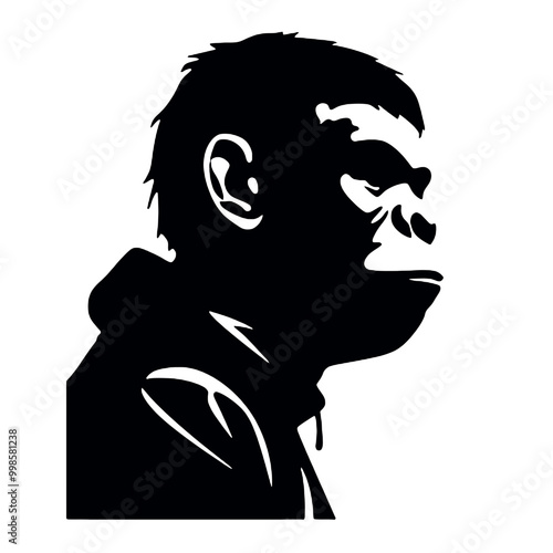 Chimpanzee logo silhouette vector illustration
 photo