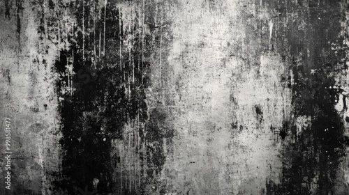 Black and white abstract grunge texture with a distressed appearance, showcasing a worn and textured look for dynamic designs