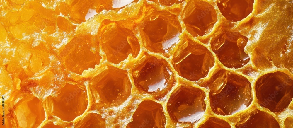 Closeup of a honeycomb with golden honey. Closeup of a honeycomb with golden honey.