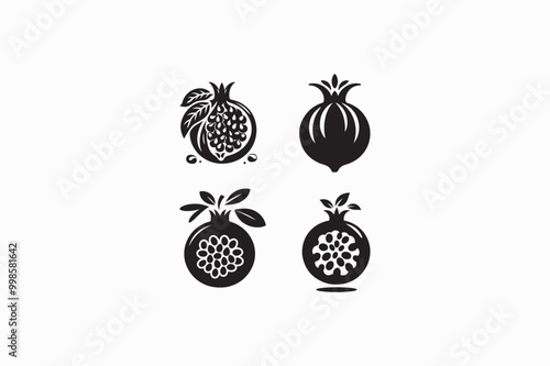 A Vector silhouette image adobe illustrator of a Pomegranate.