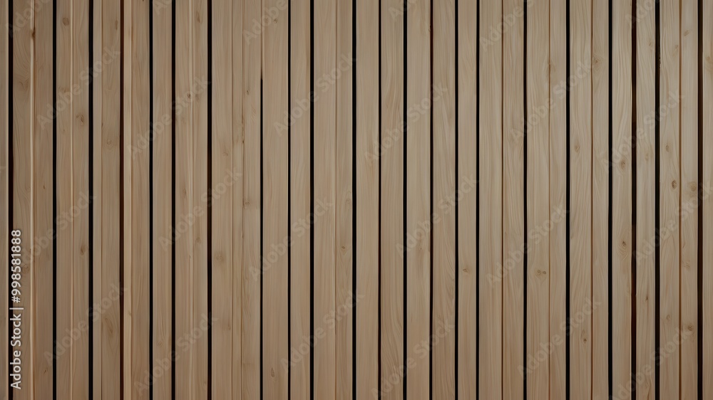 Naklejka premium Contemporary Wall of Vertical Wooden Panels | Elegant Beige Pine Cladding 