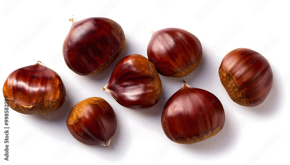 Autumn - Fresh chestnut fruits, Castanea, Horse Chestnut (Aesculus hippocastanum) on white background Autumn - Fresh chestnut fruits, Castanea, Horse Chestnut (Aesculus hippocastanum) on white background