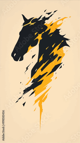 Horse Silhouette Logo on Yellow Background - Powerful and Elegant Design