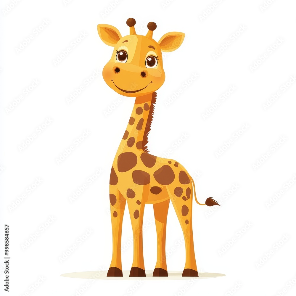 Cute Giraffe Standing on Two Legs with Big Head Cute Giraffe Standing on Two Legs with Big Head