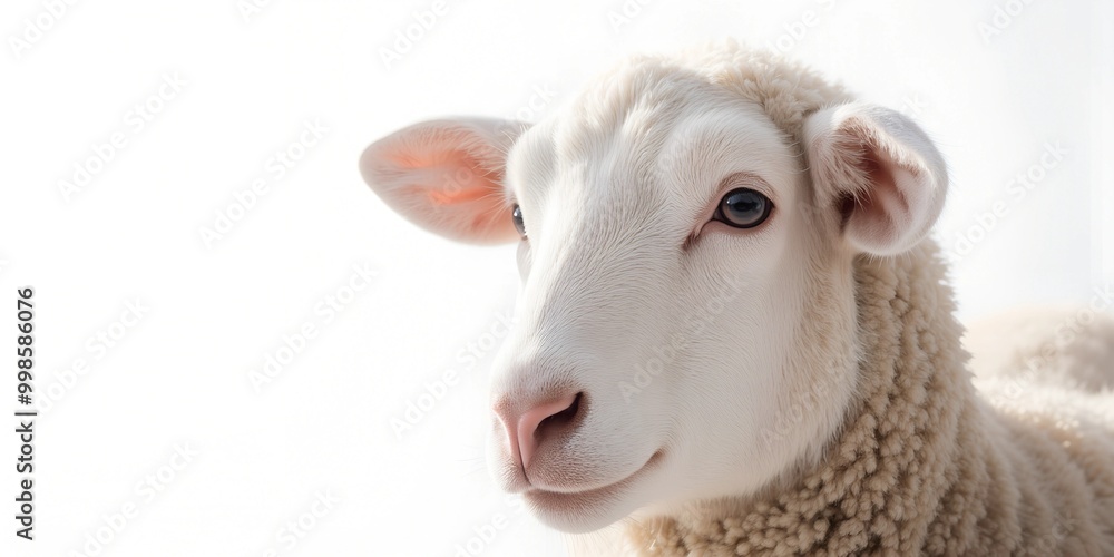 Obraz premium Portrait of a sheep on a white background
