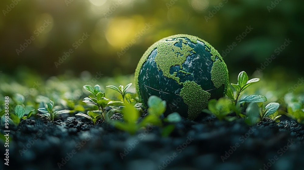 A Green Globe Covered in Foliage Surrounded by Lush Vegetation A Green Globe Covered in Foliage Surrounded by Lush Vegetation