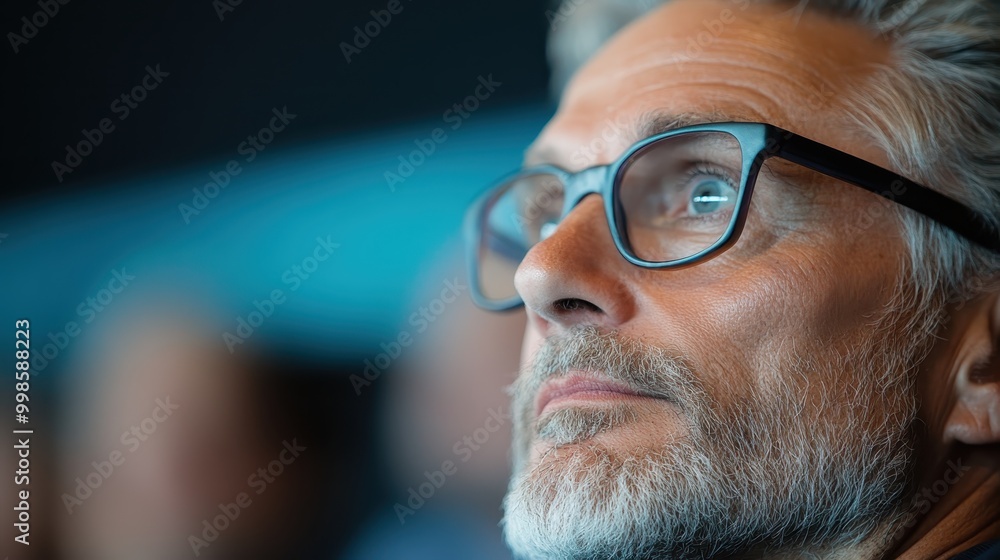 An elderly man wearing glasses is observed in partial profile within an audience, emphasizing reflection and contemplation amidst a gathering crowd in a public setting. An elderly man wearing glasses is observed in partial profile within an audience, emphasizing reflection and contemplation amidst a gathering crowd in a public setting.