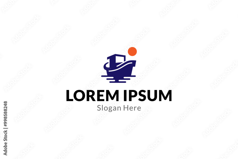 ship logo with flat vector design style ship logo with flat vector design style
