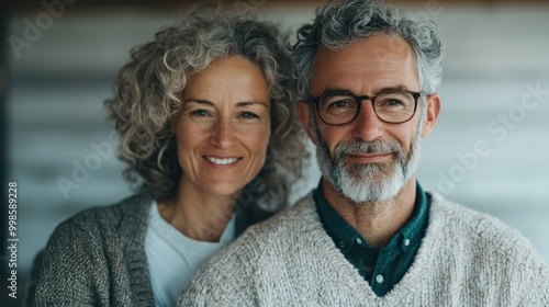 A mature couple enjoying a heartfelt moment together, symbolizing timeless love, trust, and companionship, beautifully captured in a serene and cozy setting.