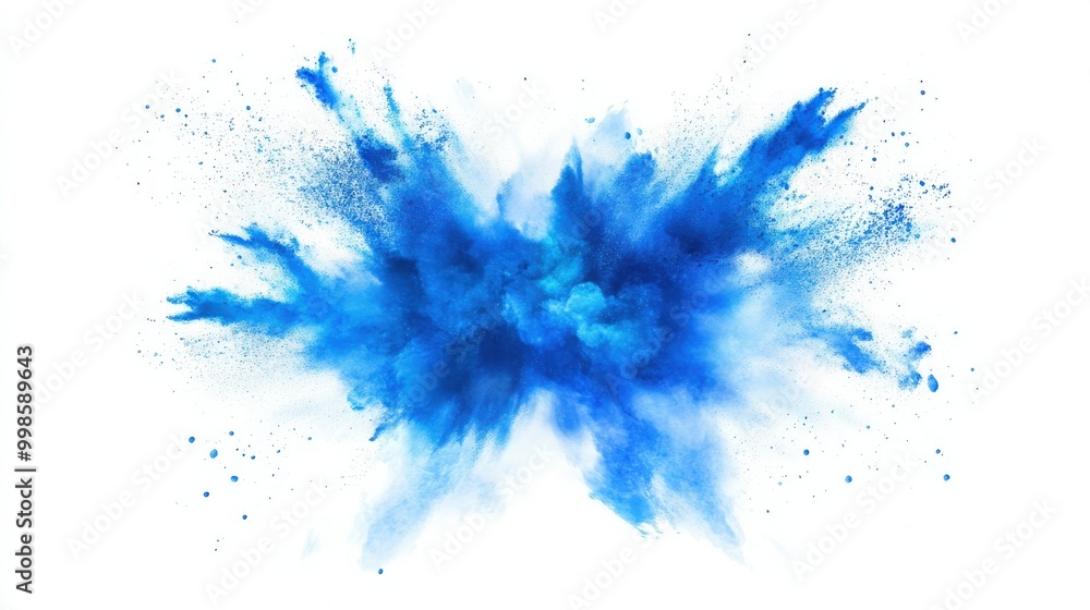 Blue explosion isolated on a clean white or transparent background. High-impact, vibrant design with energetic splashes and abstract forms Blue explosion isolated on a clean white or transparent background. High-impact, vibrant design with energetic splashes and abstract forms