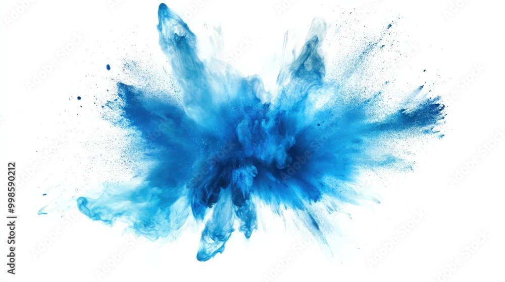Bold blue explosion effect isolated on a white or transparent background. Dramatic and vibrant with energetic splashes and abstract shapes Bold blue explosion effect isolated on a white or transparent background. Dramatic and vibrant with energetic splashes and abstract shapes