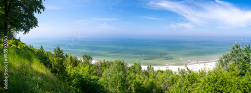 Obraz na płótnie panoramic view on Baltic sea in Jastrzebia Gora in Poland w salonie