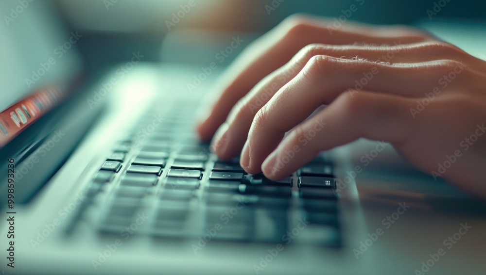 Closeup of a Hand Typing on a Laptop Closeup of a Hand Typing on a Laptop