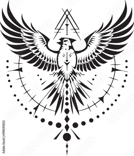 A bird with spread wings tattoo design vector image