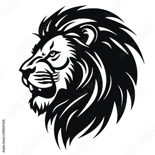 Angry lion silhouette Illustration