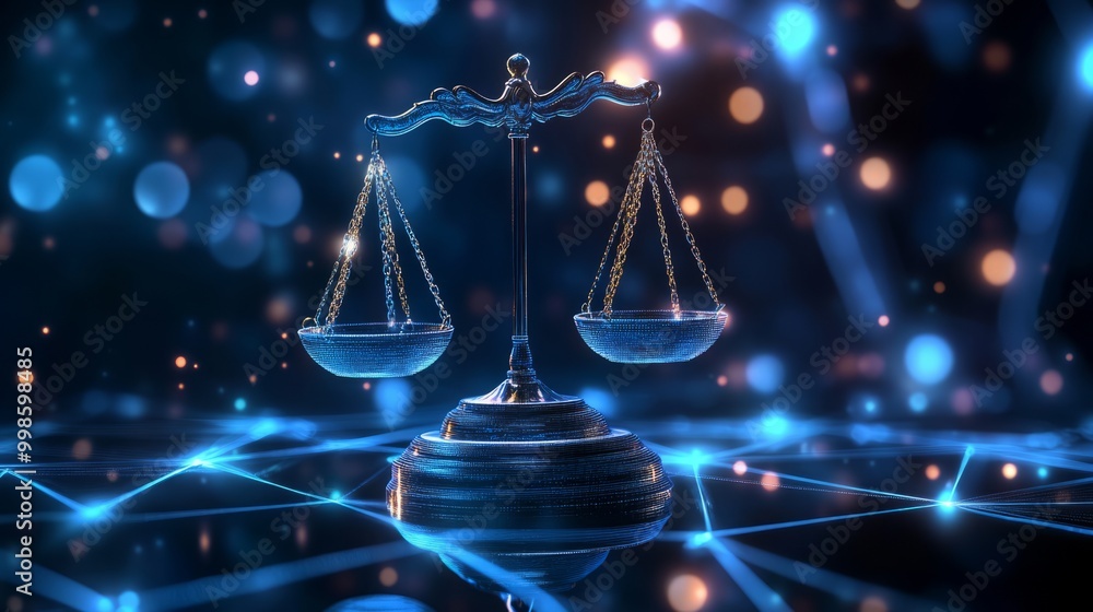 A pair of scales with a chain hanging from each side A pair of scales with a chain hanging from each side