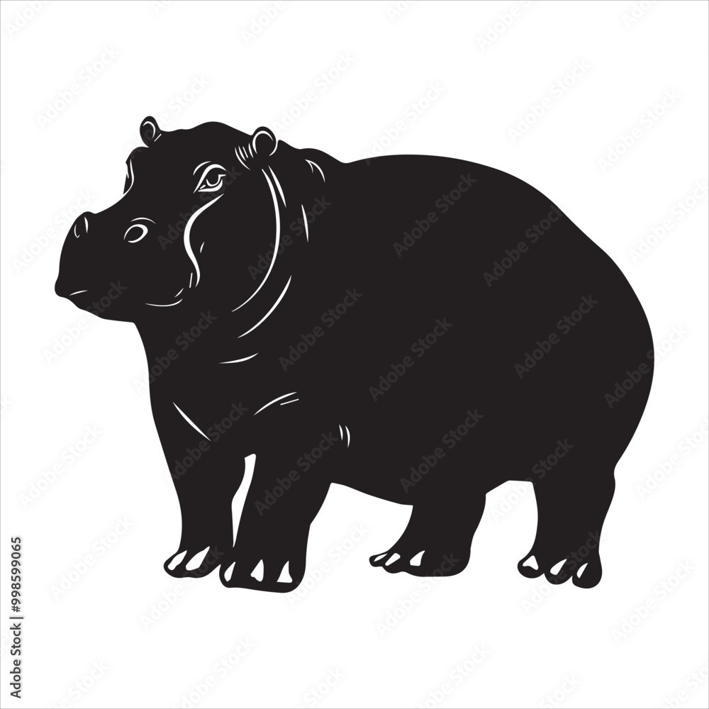 Obraz premium rhino on white background cartoon, animal, vector, illustration, mammal, wild, hippo, rhino, wildlife, bear, nature, zoo, hippopotamus, rhinoceros, art, fun, safari, drawing, comic, elephant, animals,