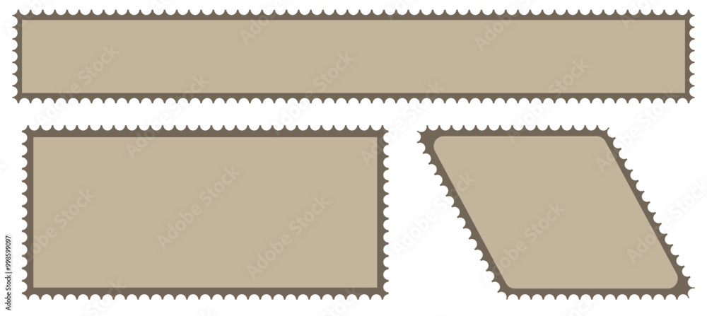 Obraz premium Light Postage Stamps collection. Blank Postage Stamps on gray background. Postage Stamps in flat design