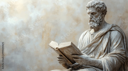 Philosoph Buch Lesen Statue Alt Griechisch Stoic Wissen Vektor