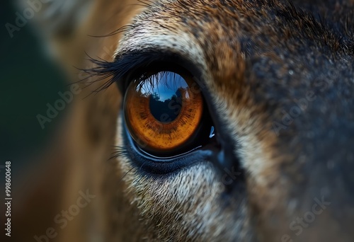 close-up shot of a single eye of a deer