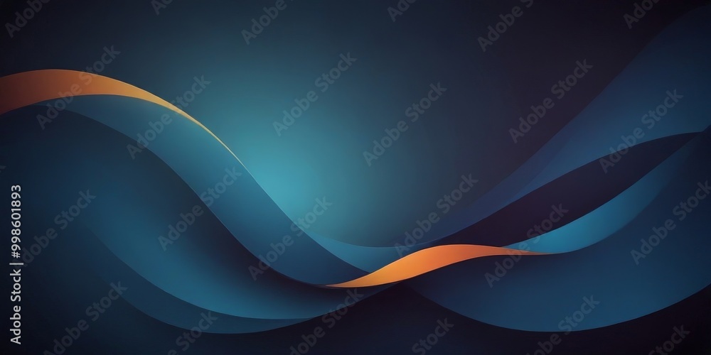 Fototapeta premium a dark blue background with a gradient of orange and blue waves, creating a dynamic and abstract visual effect