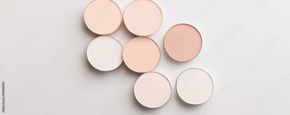 A set of translucent pressed powder swatches, showcasing a smooth, colorless finish with hyaluronic acid for a hydrated, shine-free glow. A set of translucent pressed powder swatches, showcasing a smooth, colorless finish with hyaluronic acid for a hydrated, shine-free glow.