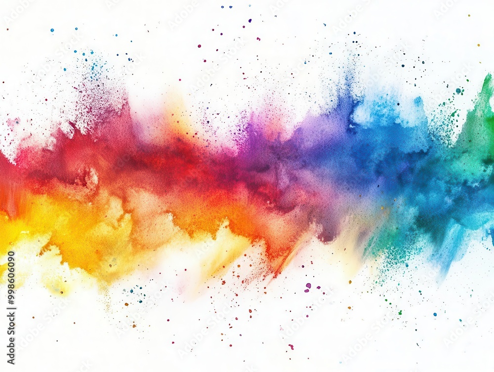 Obraz na plátně abstract watercolor explosion in vibrant rainbow hues with fluid shapes and orga