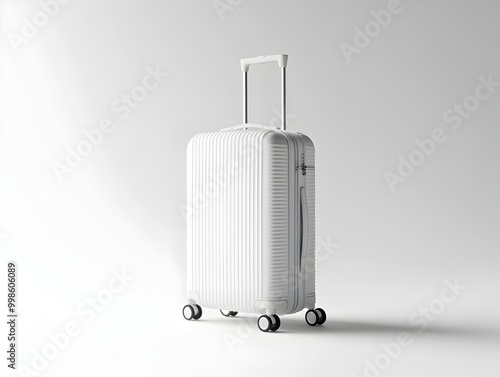 Sleek and Streamlined Carry on Luggage with Retractable Handle on Minimalist White Background