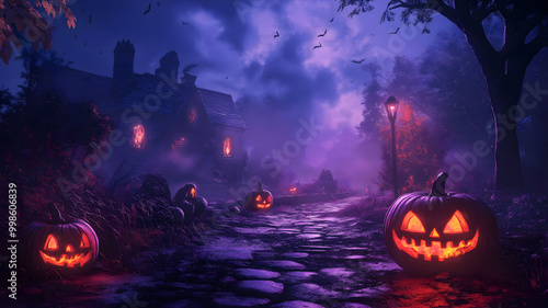 Pumpkin Patch Halloween Backgrounds for Festive Slides
