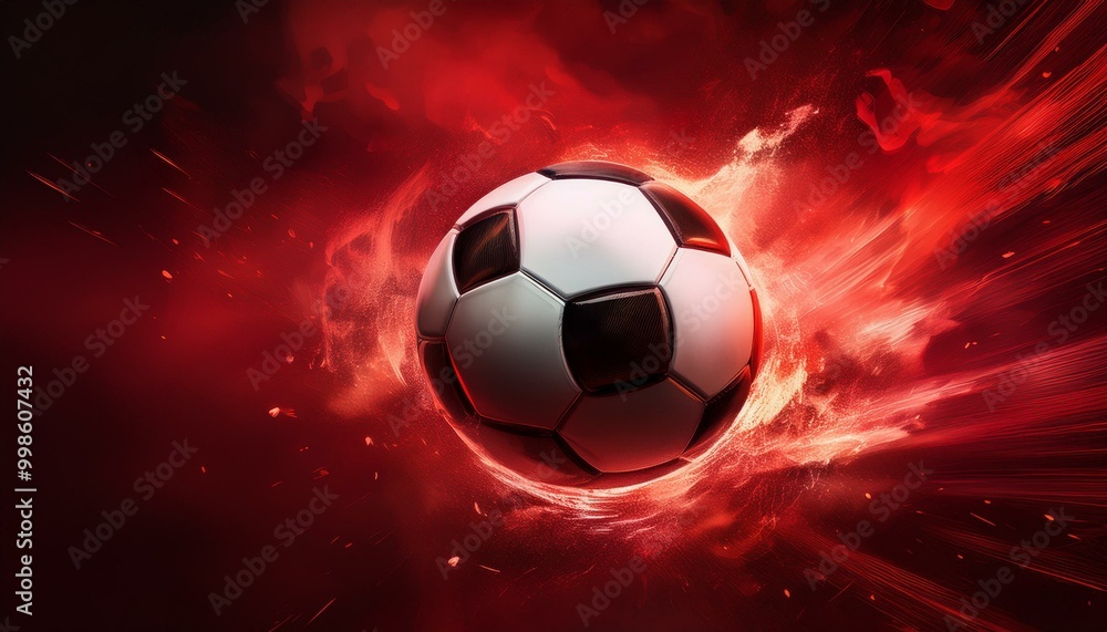 Naklejka premium soccer ball in fire
