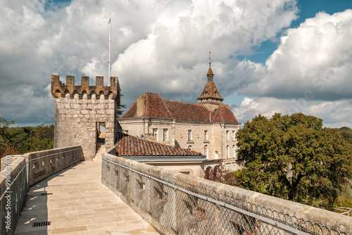 Fototapeta Ramparts of the Chateau on the cliffs above the sacred village of Rocamadour in