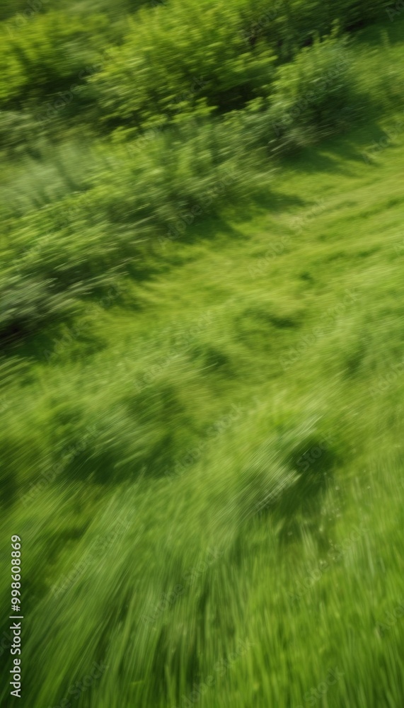 A blurred lush green field with a sense of movement and speed, captured from a high angle A blurred lush green field with a sense of movement and speed, captured from a high angle