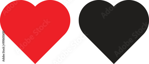 Red Heart Vector Icon, Valentine Clip art, Black and Outline Heart shape, Emption, Relationship, Romantic Isolate , Symbol For Weddind and Anniversary Decoration. Vector illustration
