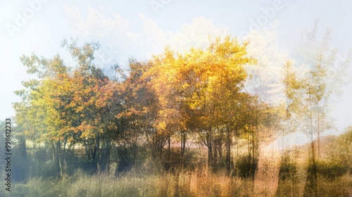 Serene Autumn Landscape: A Tranquil Fusion of Color and Light in Nature's Embrace