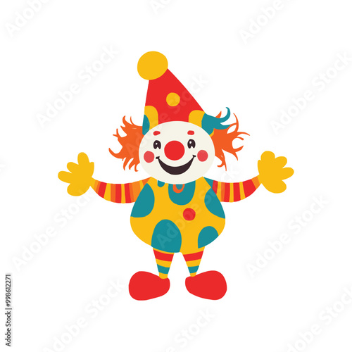 A cute cartoon clown in colorful