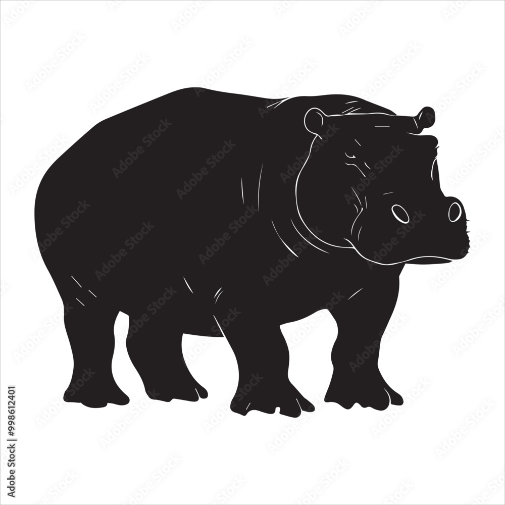 Obraz premium rhino on white background cartoon, animal, vector, illustration, mammal, wild, hippo, rhino, wildlife, bear, nature, zoo, hippopotamus, rhinoceros, art, fun, safari, drawing, comic, elephant, animals,