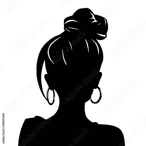 Messy Bun Girl silhouette Illustration