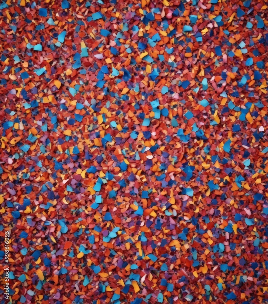 A vibrant mosaic of multicolored confetti, with hues of red, orange, yellow, blue, and purple, creating a visually striking and dynamic pattern A vibrant mosaic of multicolored confetti, with hues of red, orange, yellow, blue, and purple, creating a visually striking and dynamic pattern